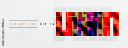 Abstract geometric pattern. Vibrant squares create modern design. White background emphasizes colorful elements, simple composition.