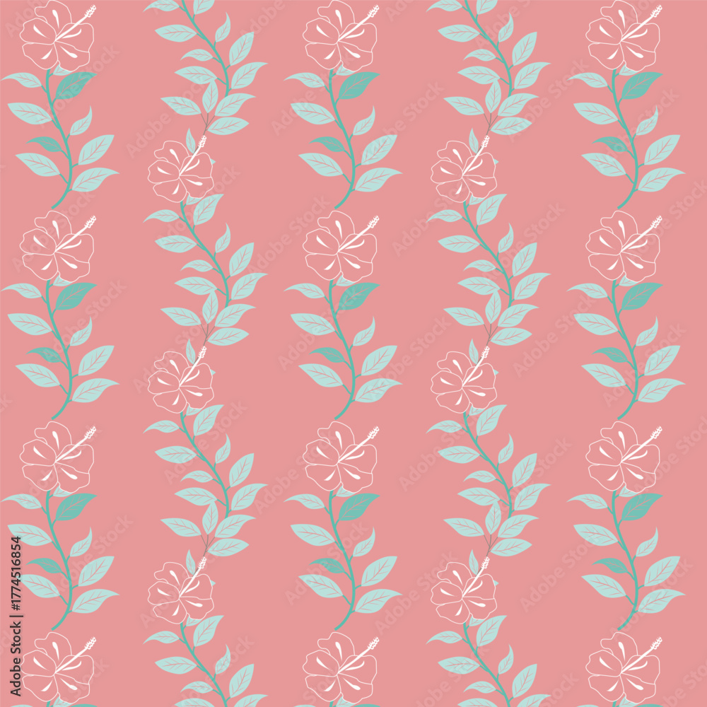 Fototapeta premium Print floral_repeating_pattern_vertical_striped_textured_geometric_colorful_pastel_background_fabric