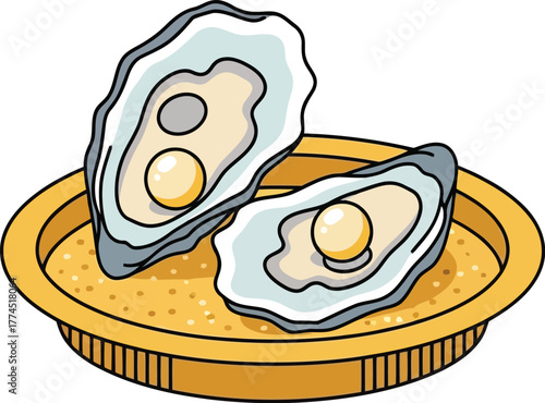 Fresh oysters on wooden plate delicious seafood appetizer healthy ocean cuisine ingredient vector