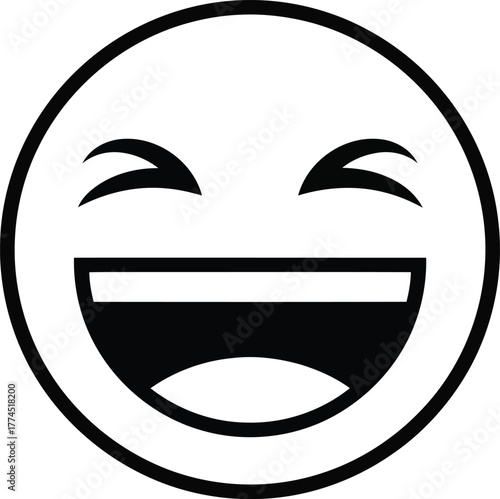 Joyful laughing emoji icon expressing extreme happiness and merriment simple vector art vector