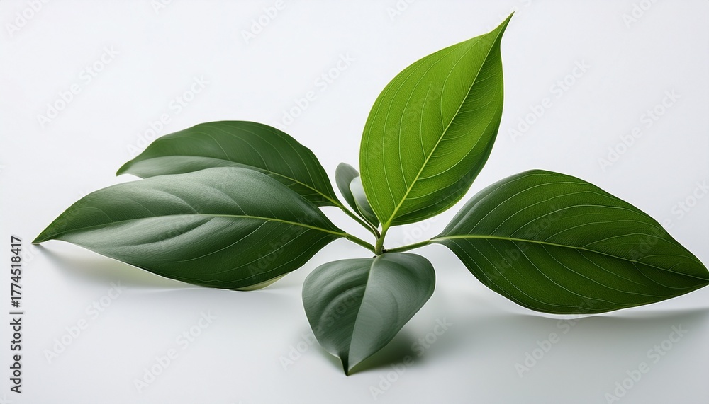 Naklejka premium A Plant With Green Leaves On A White Surface