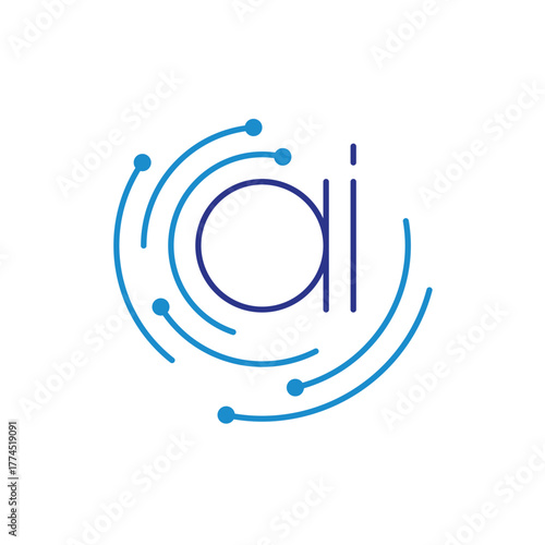 artificial intelligence logo. artificial intelligence and rotating electronic lines