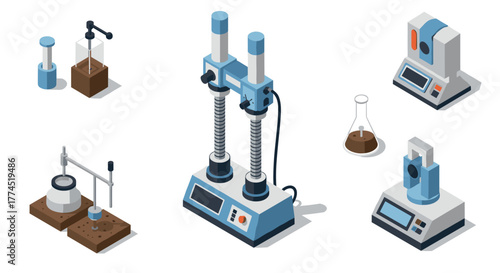 Laboratory equipment set with isometric science tools for experiments and res…