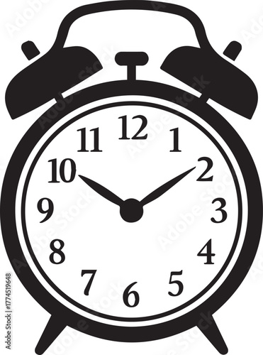 Alarm clock isolated on white background, wake up concept