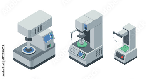 Isometric industrial testing equipment set for precision measurement and qual…