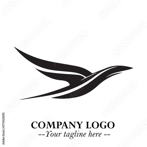 Plane Flying Fast Logo Symbol in Black on the White Background with Dynamic Aviation Design