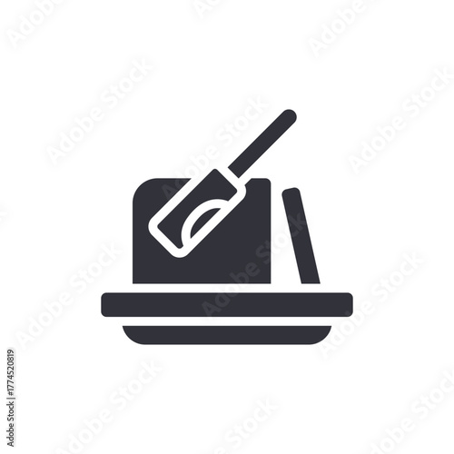 Butter Dish Icon With Knife Restaurant Symbol Kitchenware