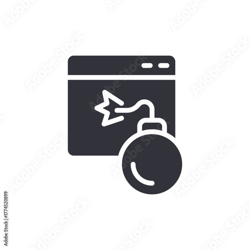 Website Attack Icon Security Threat Online Bomb