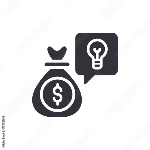 Financial Innovation Money Bag With Light Bulb Idea Symbol