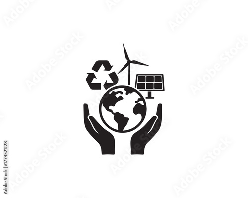 Sustainable development icon silhouette vector design illustration