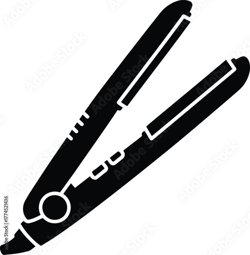 Sleek hair straightener icon silhouette for beauty and styling tools collection vector