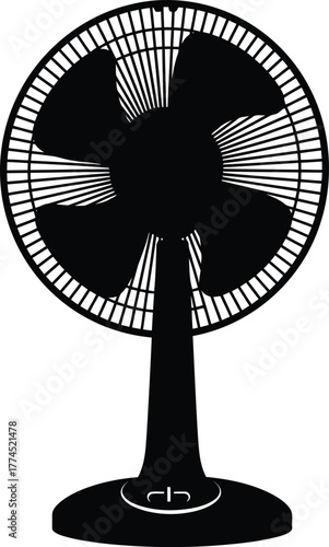 Modern black pedestal fan silhouette for cooling and ventilation concepts vector