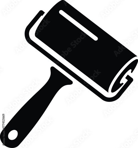 Lint roller icon symbol for cleaning fabric clothes pet hair removal stylized graphic vector