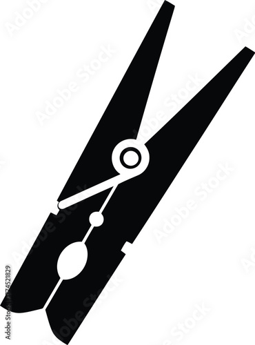 Simple black clothes pin clip silhouette isolated graphic element for laundry and household tasks vector