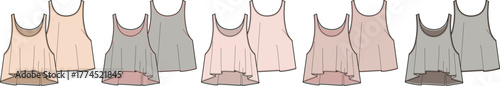 Various Trendy Tank Tops in Soft Hues and Layered Designs
