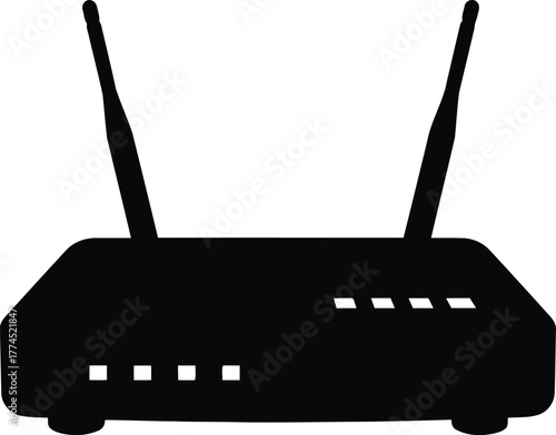 Modern wireless router with antennas providing high speed internet connection for home and office network vector