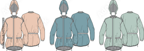 Fashionable Hooded Jacket Designs Colorful Outerwear Illustrations