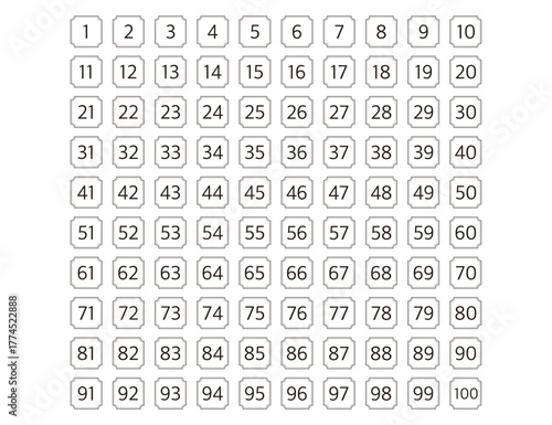 線を使ったエレガントな数字のデザイン 1~100