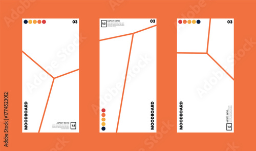 Comic Panel Portrait Moodboard Design with Harmonized Color Palette on Vertical 1:2 Background