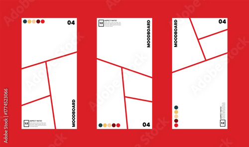 Minimal Portrait Moodboard Design with Comic Frame Layout and Color Palette (1:2 Ratio)