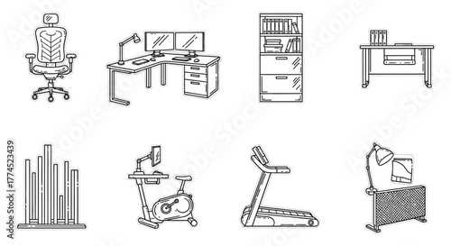 home office setup for workout and work creating balance with desk chair fitness equipment promoting health and productivity for lifestyle website