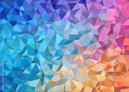 Colorful Geometric Background with Gradient of Blue, Pink, and Orange Hues