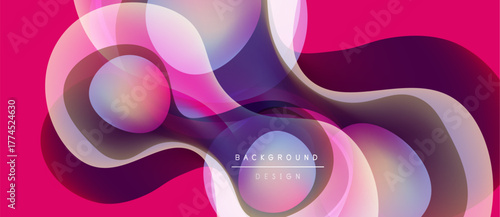Abstract fluid shapes, vibrant pinks, purples blend. Modern design elements create dynamic background texture. Smooth gradients offer visual interest.