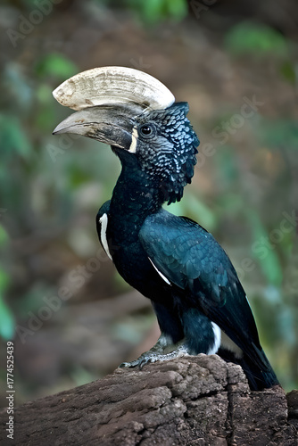 Black Hornbill with Ivory Casque