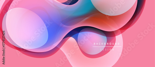 Abstract fluid shapes, pink hues dominate. Overlapping circles create dynamic visual effect. Modern design element, vibrant colors present.