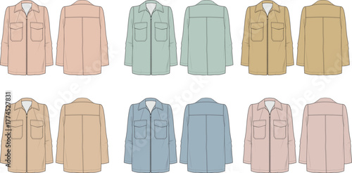 Array of Stylish Button-Up Shirts in Pastel Hues