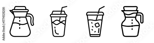 Refreshing cold brew coffee glass vector illustration