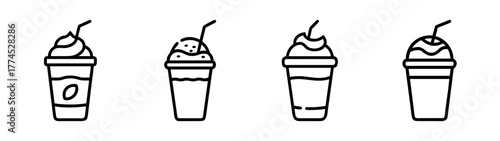 Frappuccino vector illustration of coffee drink with cream and straw