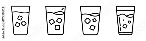 Clear glass of water with ice cubes vector illustration