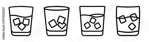 Scalable vector illustration of a glass of whiskey on ice