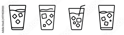 Refreshing glass of water with ice cubes vector illustration