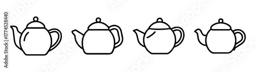 Elegant green tea pot vector illustration