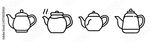 Elegant green tea pot vector illustration