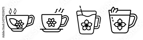 Hibiscus tea vector illustration drink beverage refreshment floral