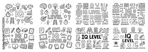 Creative iq level concepts with doodle illustrations