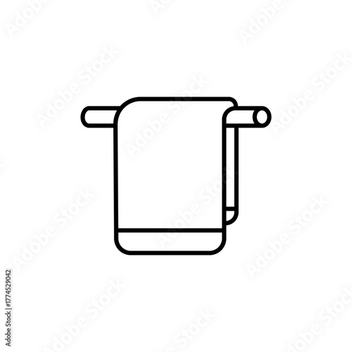 towel rack icon, simple flat style, illustration, logo sign symbol pictogram template, for ui or ux isolated on white for mobile app, editable
