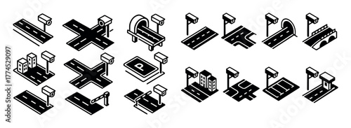 Isometric Traffic Camera Icons