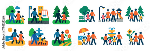 Family Walk Icons