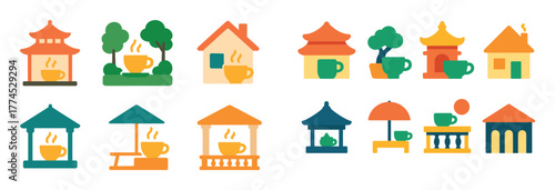 Colorful Tea Ceremony Icons