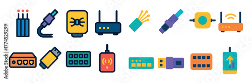 Colorful Fiber Optic Icons