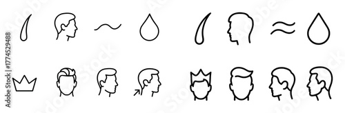Minimalist Men's Hair Icons