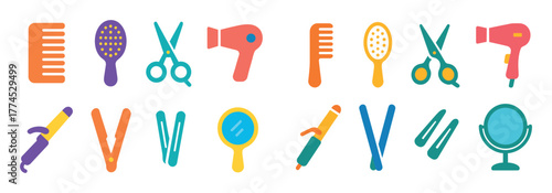 Colorful Hairstyle Tools Icons