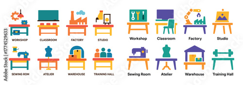 Colorful Cutting Spaces Icons