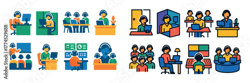 Colorful Call Center Icons