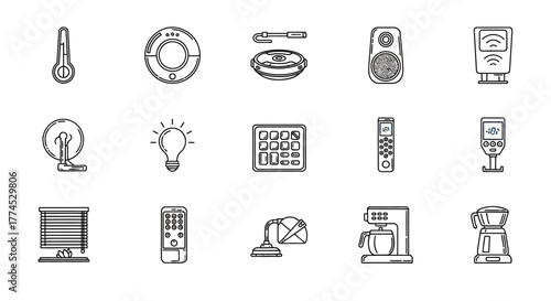 smart home devices controlling appliances in a modern dwelling with climate control lighting and coffee maker for automated living promoting efficiency