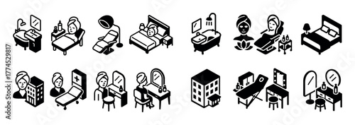 Isometric Face Care Icons